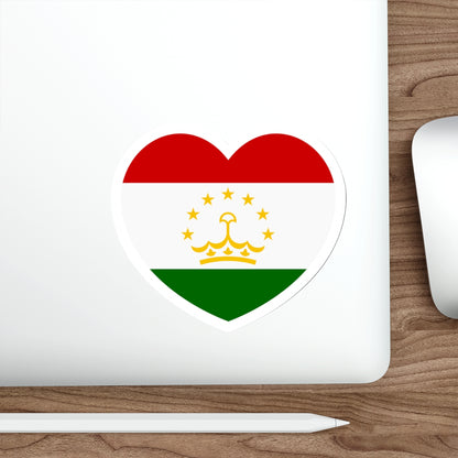 Heart Flag of Tajikistan - STICKER Vinyl Die-Cut Decal