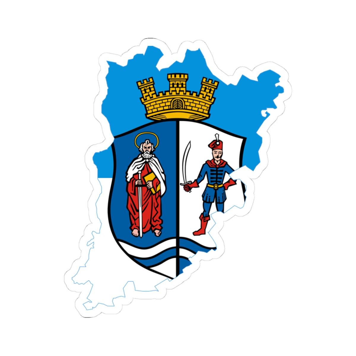 Flag-map of Bacs-Kiskun County (Hungary) STICKER Vinyl Kiss-Cut Decal