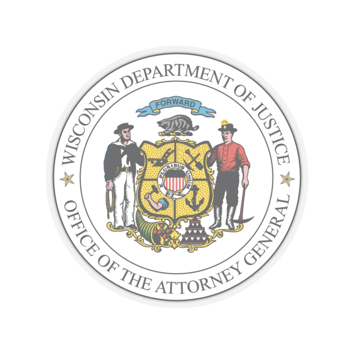 Seal of the Wisconsin Attorney General - STICKER Vinyl Kiss-Cut Decal