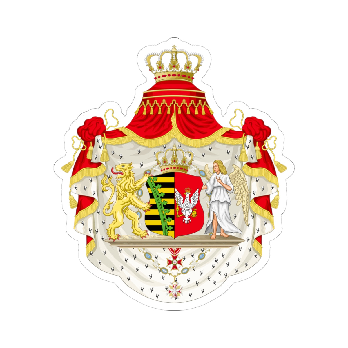 Grand Coat of Arms of Duchy of Warsaw - STICKER Vinyl Kiss-Cut Decal