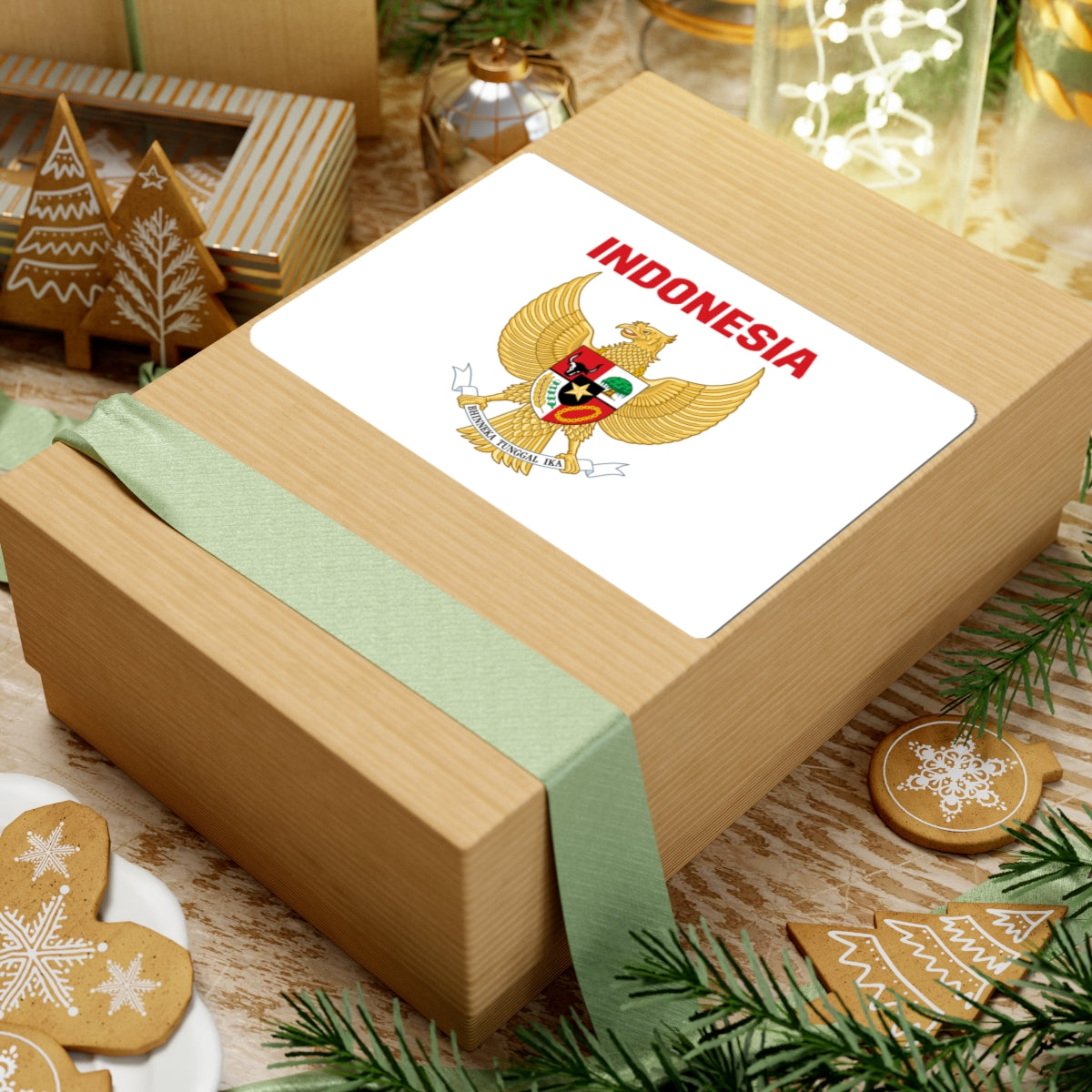 Indonesia coat of arms with name (Indonesia) STICKER Vinyl Kiss-Cut Decal