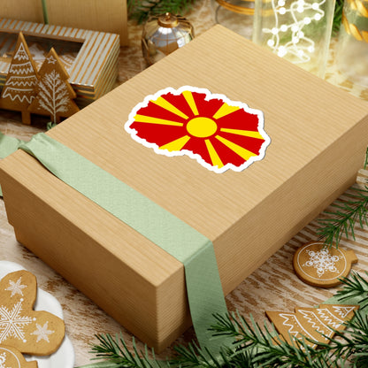 Flag map of North Macedonia (North Macedonia) STICKER Vinyl Kiss-Cut Decal