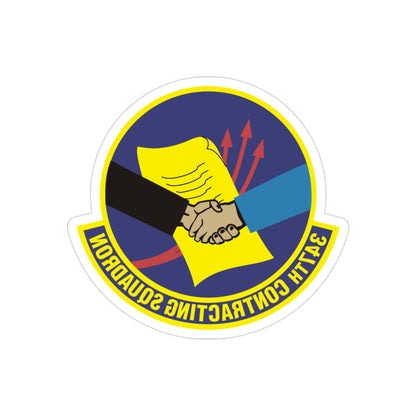 347th Contracting Squadron (U.S. Air Force) REVERSE PRINT Transparent STICKER-3" × 3"-The Sticker Space