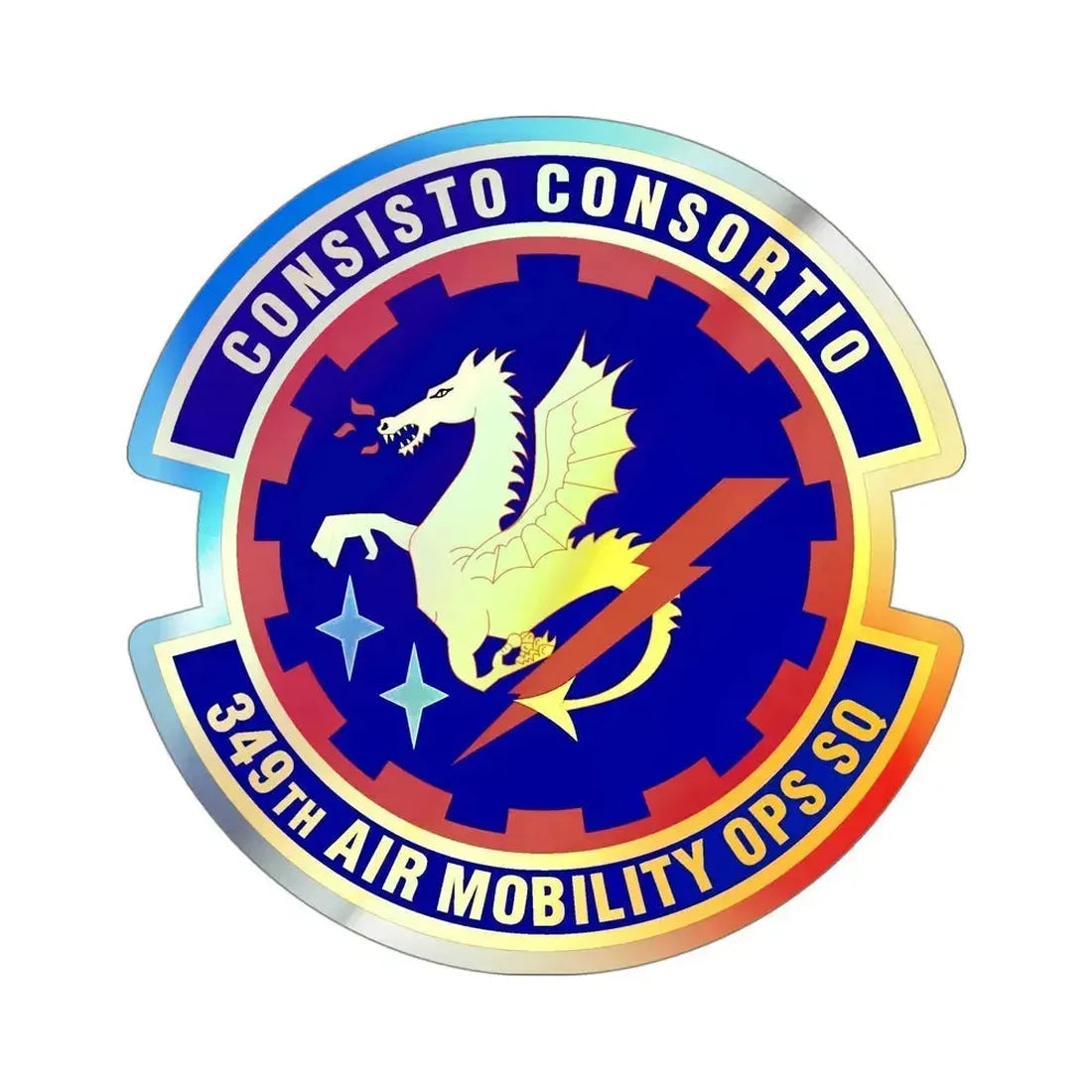 349th Air Mobility Operations Squadron (U.S. Air Force) Holographic STICKER Die-Cut Vinyl Decal 4 Inch Holographic - The Sticker Space