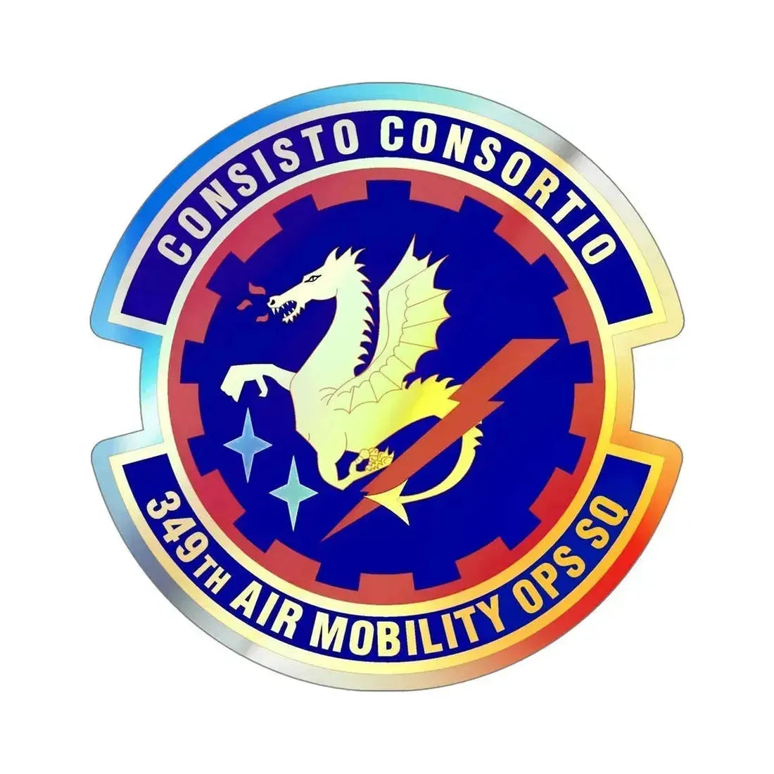 349th Air Mobility Operations Squadron (U.S. Air Force) Holographic STICKER Die-Cut Vinyl Decal 5 Inch Holographic - The Sticker Space