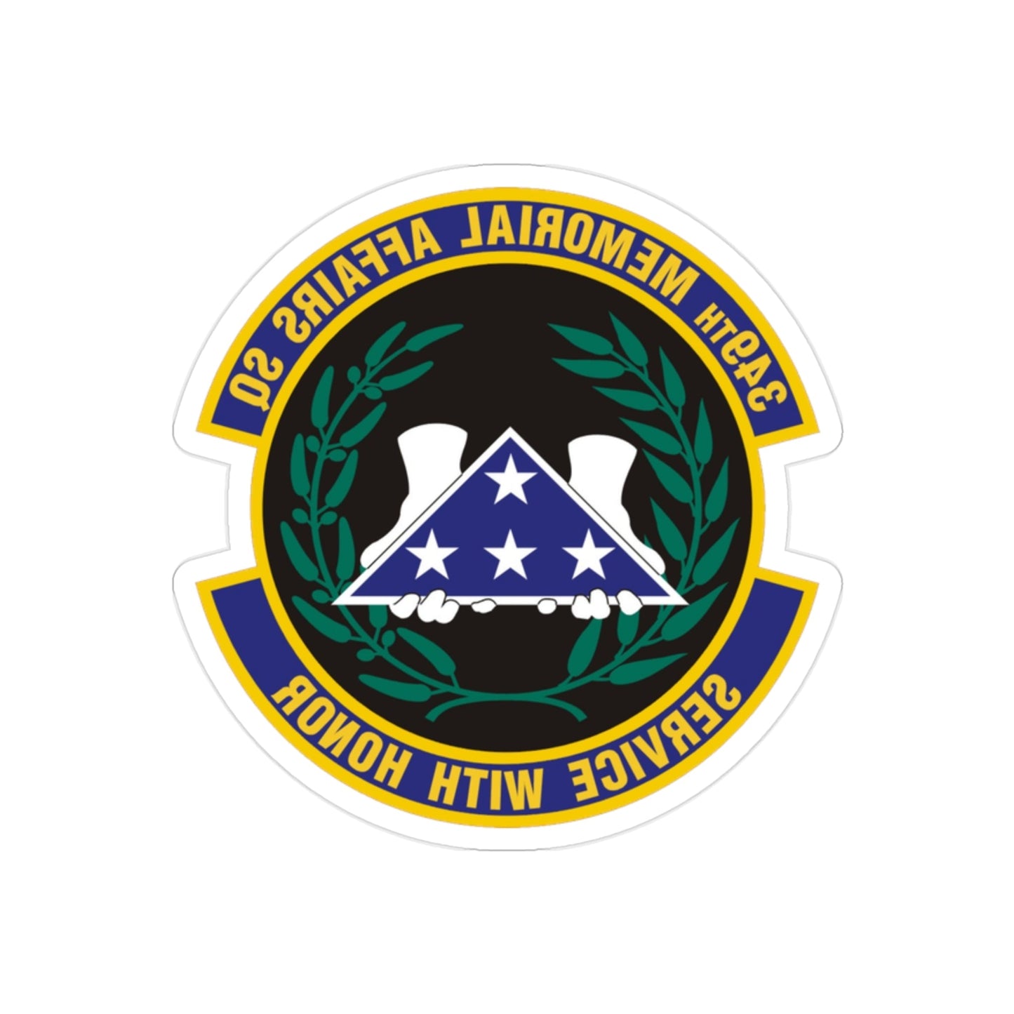 349th Memorial Affairs Squadron (U.S. Air Force) REVERSE PRINT Transparent STICKER-2" × 2"-The Sticker Space