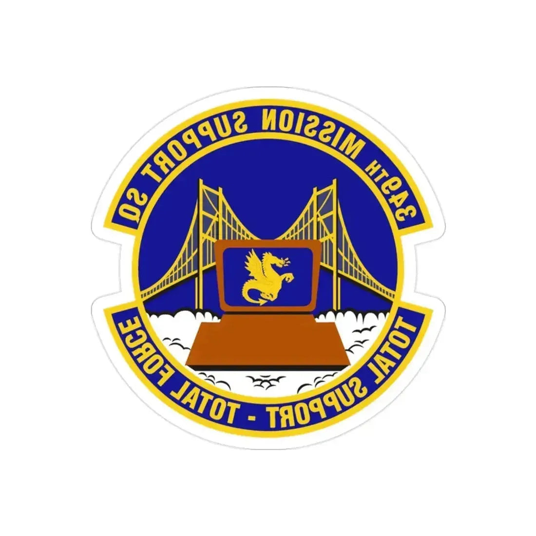 349th Mission Support Squadron (U.S. Air Force) REVERSE PRINT Transparent Die-Cut STICKER 2 Inch Die-Cut Transparent - The Sticker Space