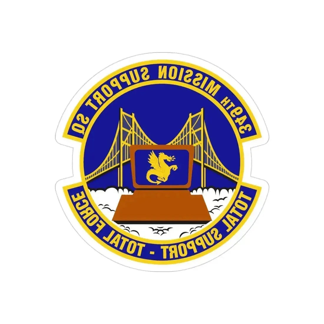 349th Mission Support Squadron (U.S. Air Force) REVERSE PRINT Transparent Die-Cut STICKER 3 Inch Die-Cut Transparent - The Sticker Space
