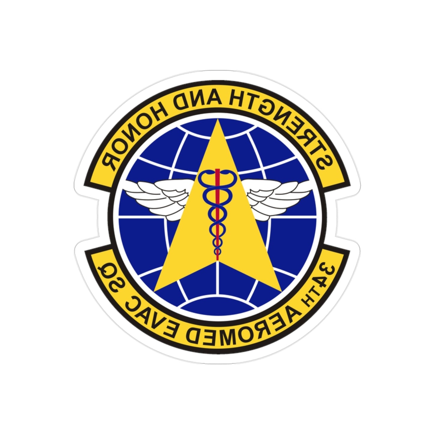 34th Aeromedical Evacuation Squadron (U.S. Air Force) REVERSE PRINT Transparent STICKER-2" × 2"-The Sticker Space