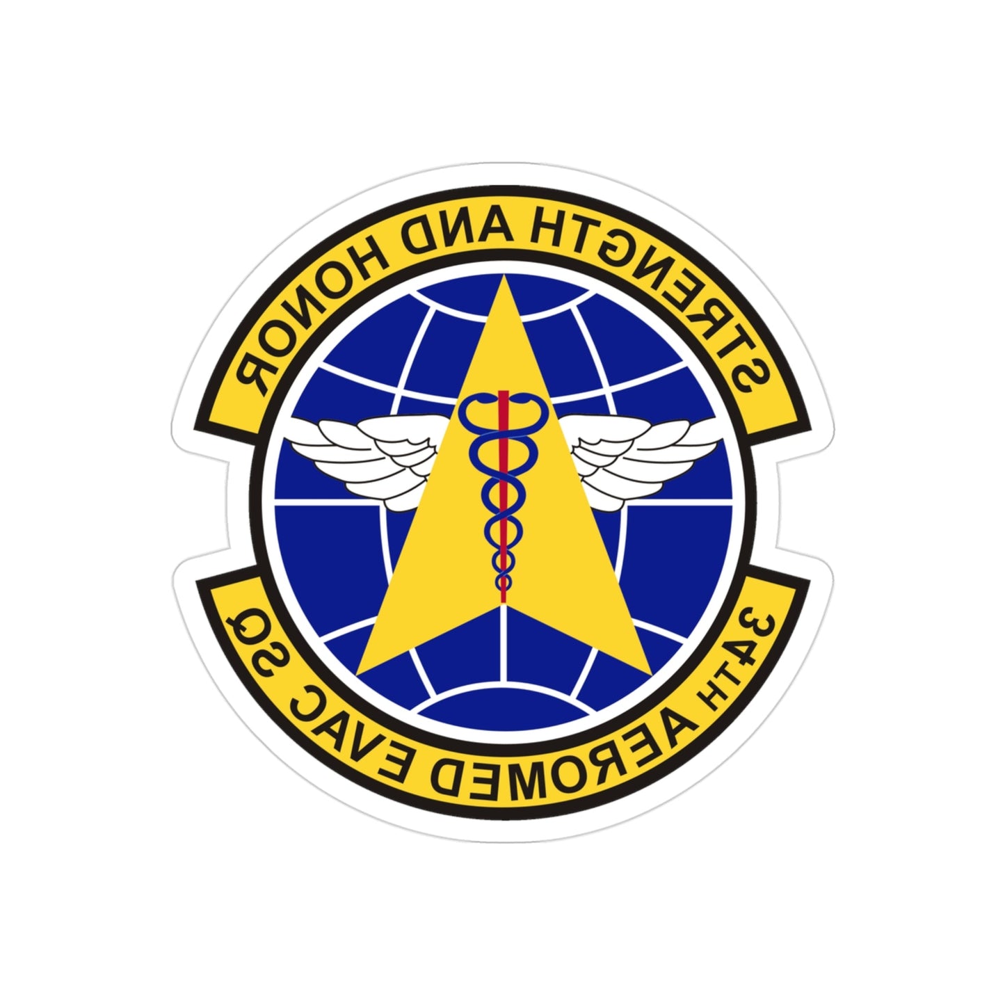 34th Aeromedical Evacuation Squadron (U.S. Air Force) REVERSE PRINT Transparent STICKER-3" × 3"-The Sticker Space