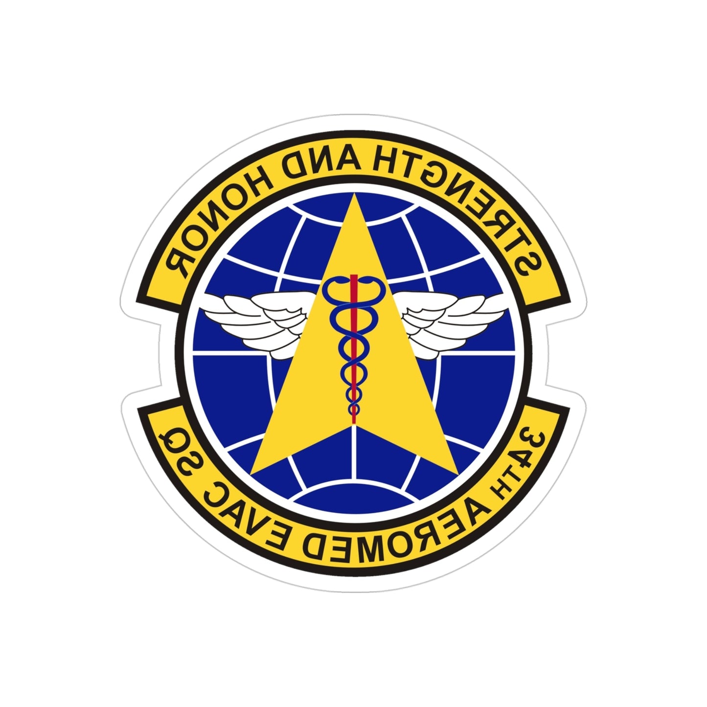 34th Aeromedical Evacuation Squadron (U.S. Air Force) REVERSE PRINT Transparent STICKER-4" × 4"-The Sticker Space