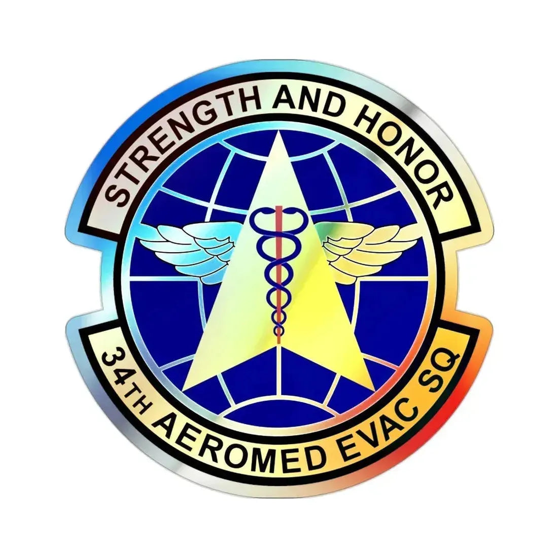 34th Aeromedical Evacuation Squadron (U.S. Air Force) Holographic STICKER Die-Cut Vinyl Decal 2 Inch Holographic - The Sticker Space