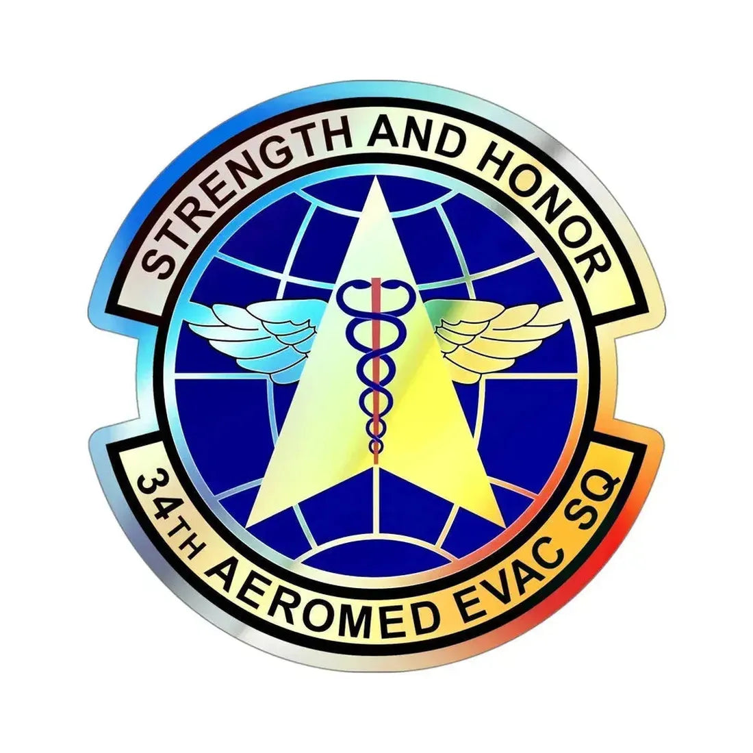 34th Aeromedical Evacuation Squadron (U.S. Air Force) Holographic STICKER Die-Cut Vinyl Decal 4 Inch Holographic - The Sticker Space