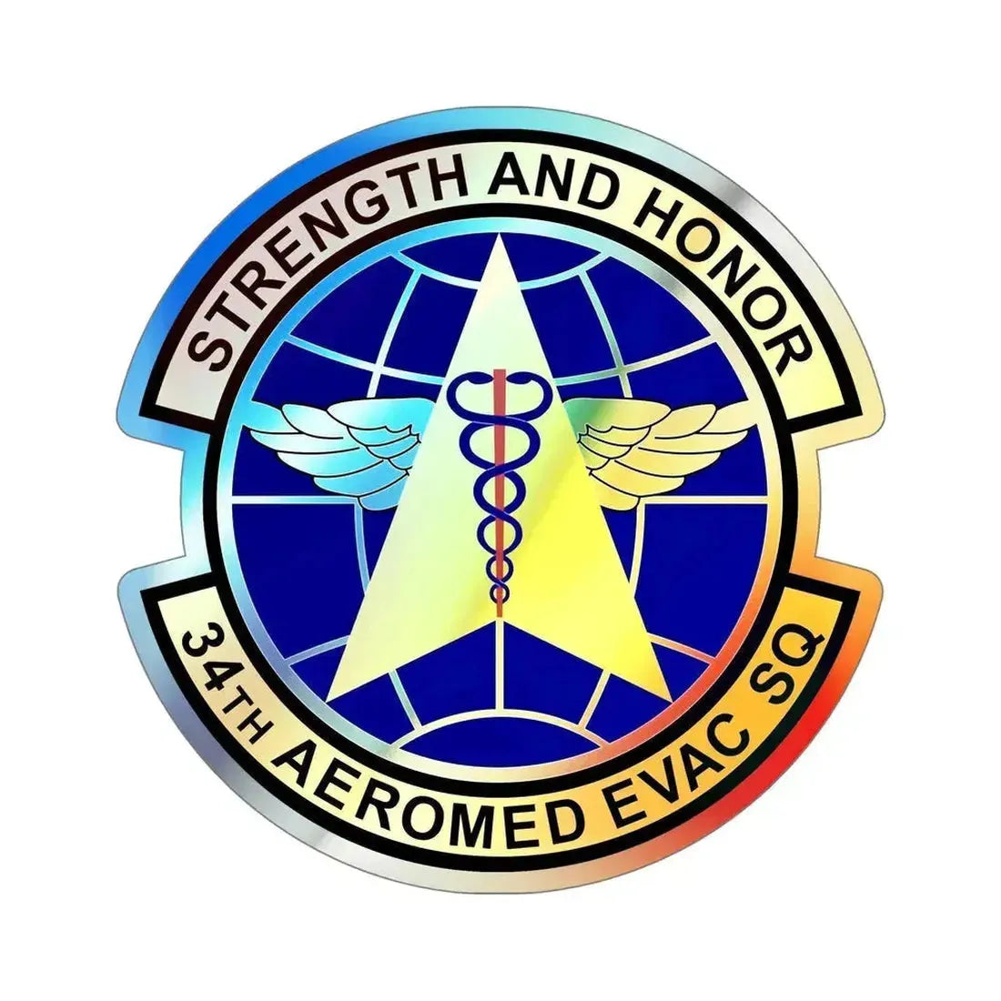 34th Aeromedical Evacuation Squadron (U.S. Air Force) Holographic STICKER Die-Cut Vinyl Decal 6 Inch Holographic - The Sticker Space