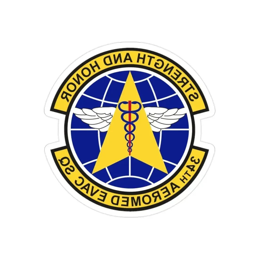 34th Aeromedical Evacuation Squadron (U.S. Air Force) REVERSE PRINT Transparent Die-Cut STICKER 2 Inch Die-Cut Transparent - The Sticker Space