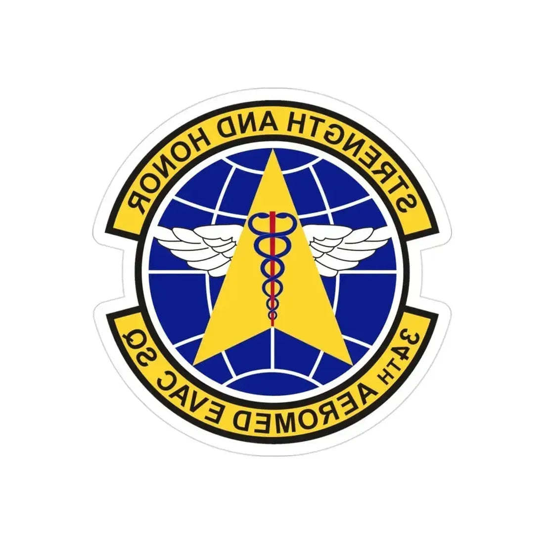 34th Aeromedical Evacuation Squadron (U.S. Air Force) REVERSE PRINT Transparent Die-Cut STICKER 3 Inch Die-Cut Transparent - The Sticker Space