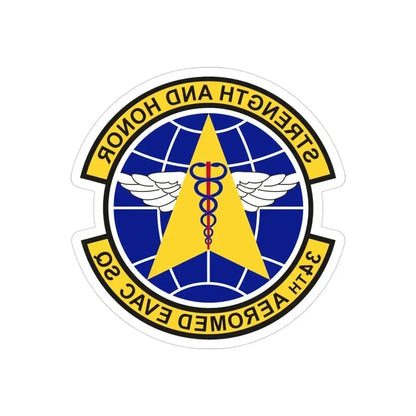 34th Aeromedical Evacuation Squadron (U.S. Air Force) REVERSE PRINT Transparent Die-Cut STICKER 3 Inch Die-Cut Transparent - The Sticker Space