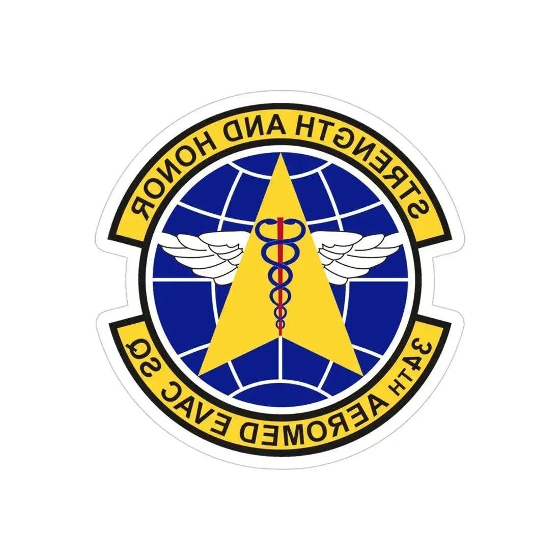 34th Aeromedical Evacuation Squadron (U.S. Air Force) REVERSE PRINT Transparent Die-Cut STICKER 4 Inch Die-Cut Transparent - The Sticker Space