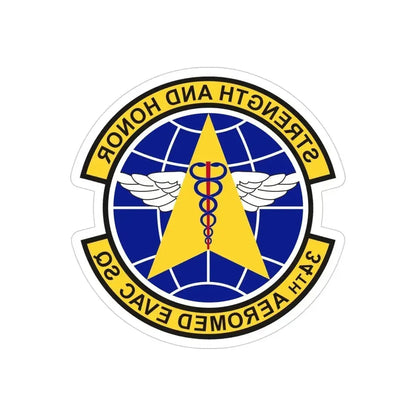 34th Aeromedical Evacuation Squadron (U.S. Air Force) REVERSE PRINT Transparent Die-Cut STICKER 4 Inch Die-Cut Transparent - The Sticker Space