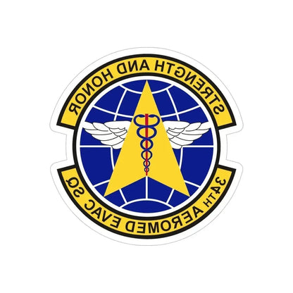34th Aeromedical Evacuation Squadron (U.S. Air Force) REVERSE PRINT Transparent Die-Cut STICKER 5 Inch Die-Cut Transparent - The Sticker Space