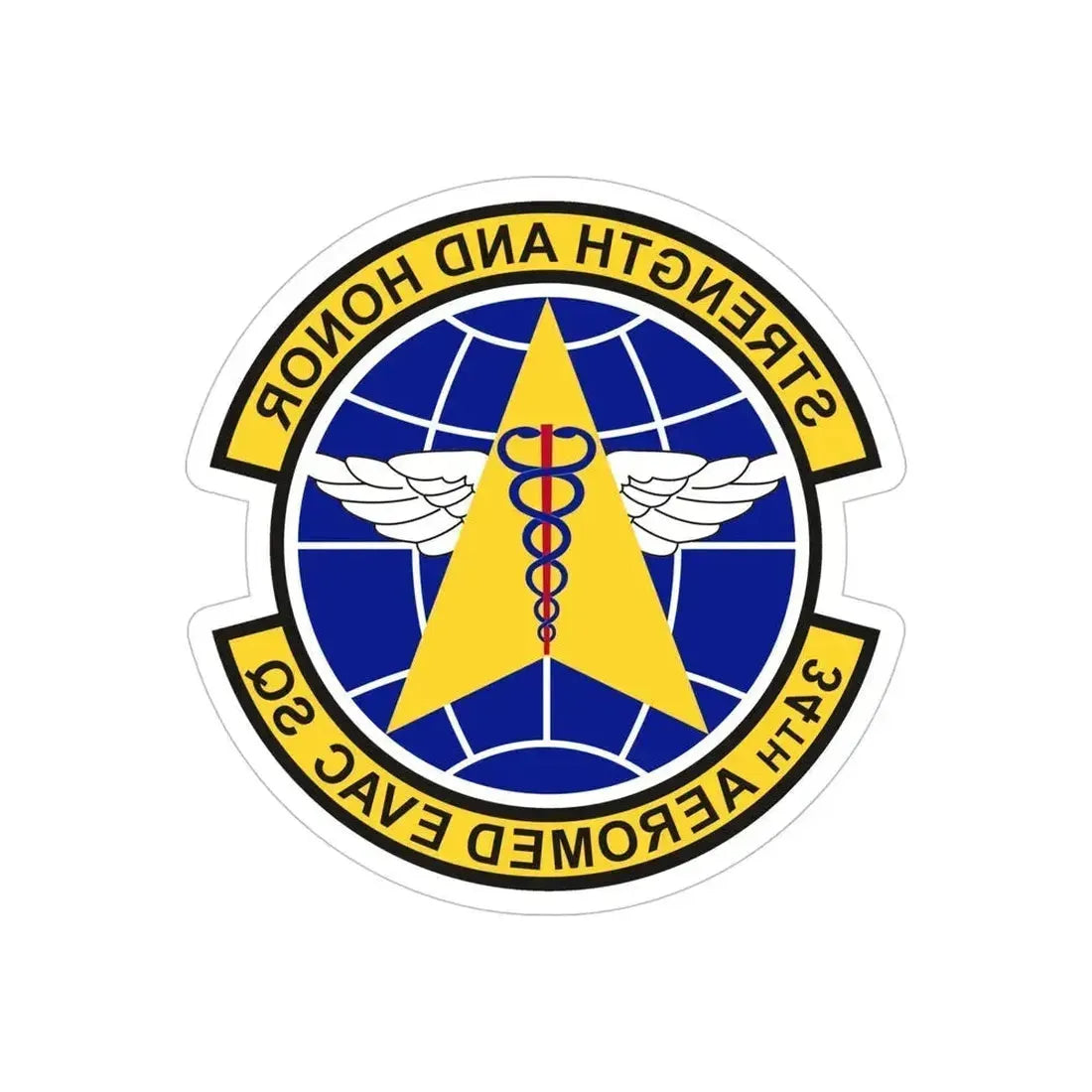 34th Aeromedical Evacuation Squadron (U.S. Air Force) REVERSE PRINT Transparent Die-Cut STICKER 6 Inch Die-Cut Transparent - The Sticker Space
