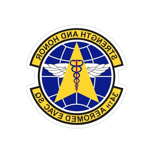 34th Aeromedical Evacuation Squadron (U.S. Air Force) REVERSE PRINT Transparent Die-Cut STICKER 6 Inch Die-Cut Transparent - The Sticker Space