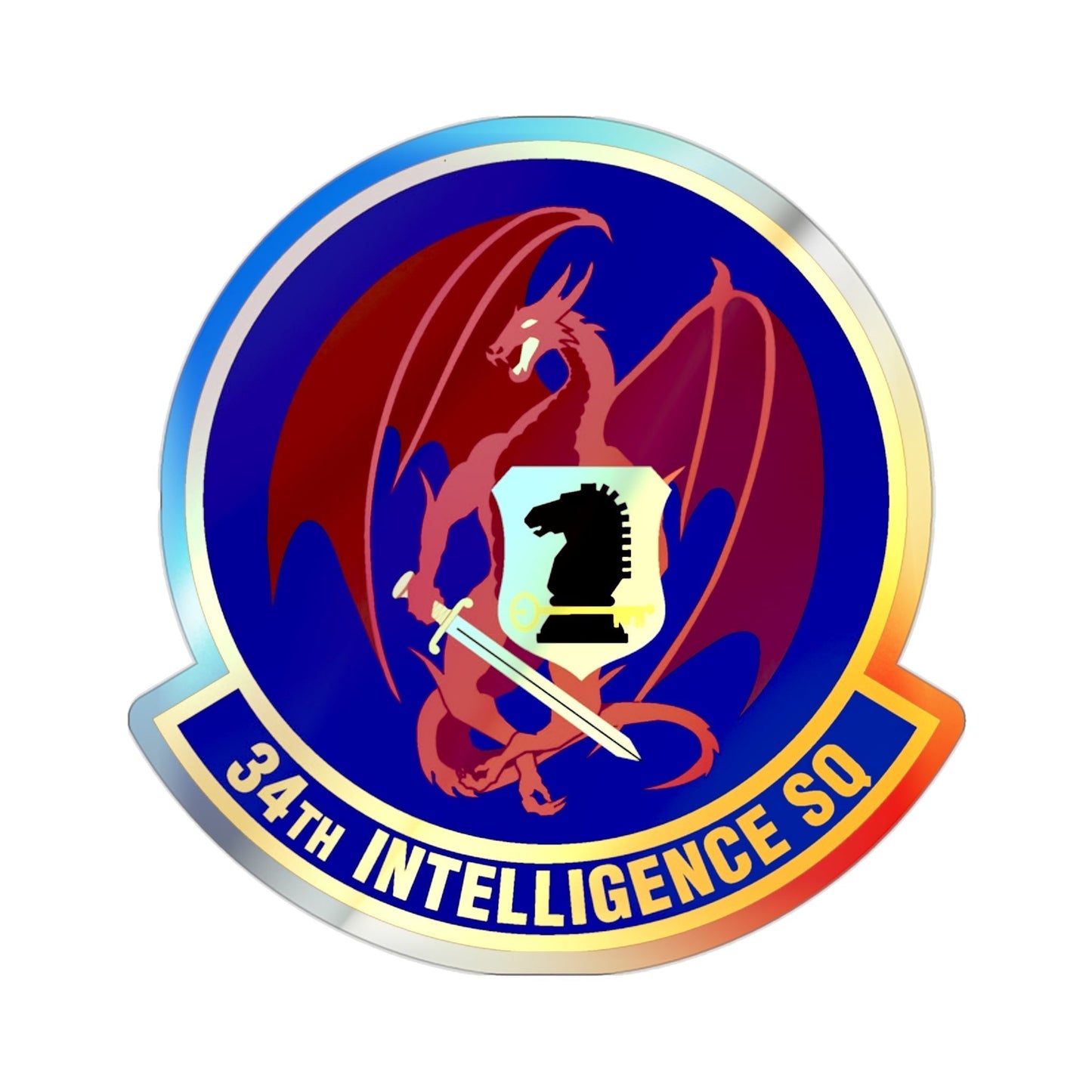 34th Intelligence Squadron (U.S. Air Force) Holographic STICKER Die-Cut Vinyl Decal-2 Inch-The Sticker Space