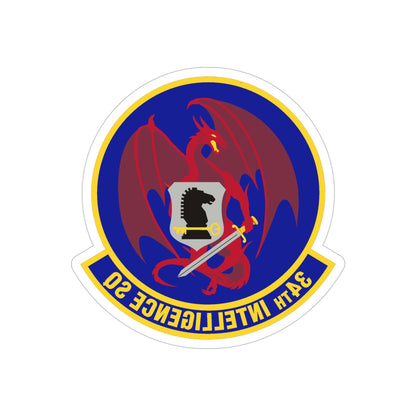 34th Intelligence Squadron (U.S. Air Force) REVERSE PRINT Transparent STICKER-5" × 5"-The Sticker Space