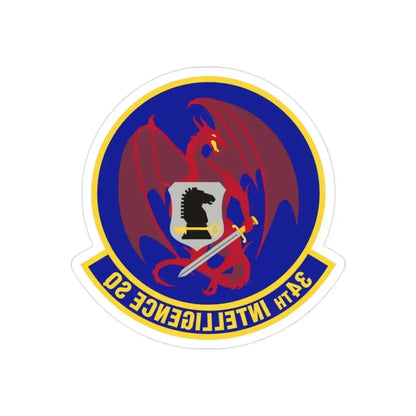 34th Intelligence Squadron (U.S. Air Force) REVERSE PRINT Transparent Die-Cut STICKER 2 Inch Die-Cut Transparent - The Sticker Space