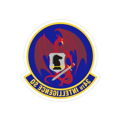 34th Intelligence Squadron (U.S. Air Force) REVERSE PRINT Transparent Die-Cut STICKER 3 Inch Die-Cut Transparent - The Sticker Space