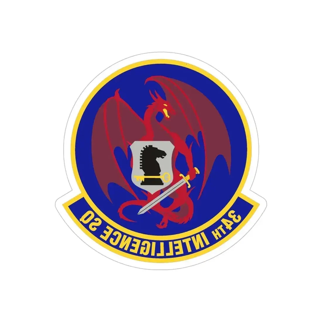 34th Intelligence Squadron (U.S. Air Force) REVERSE PRINT Transparent Die-Cut STICKER - The Sticker Space