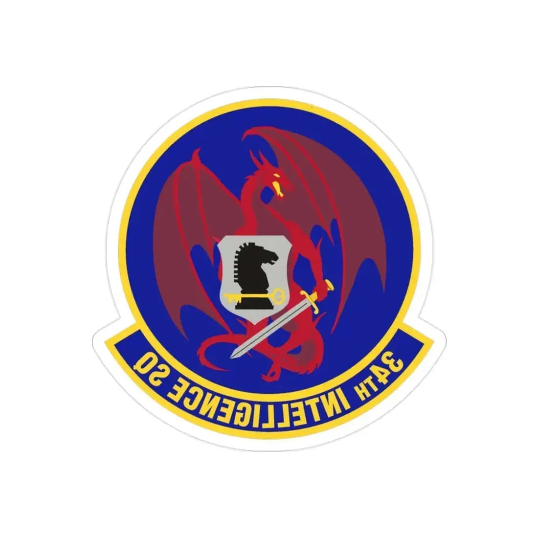 34th Intelligence Squadron (U.S. Air Force) REVERSE PRINT Transparent Die-Cut STICKER - The Sticker Space