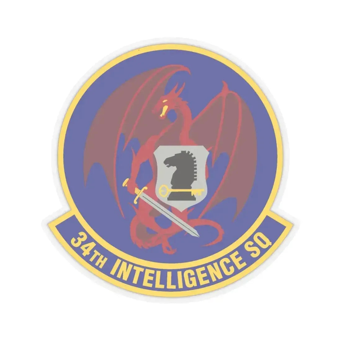 34th Intelligence Squadron (U.S. Air Force) STICKER Vinyl Kiss-Cut Decal 3 Inch Transparent - The Sticker Space