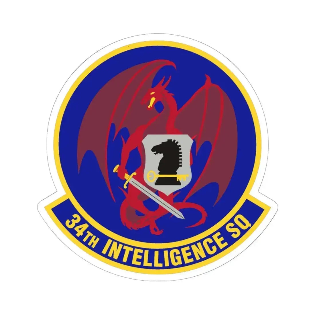 34th Intelligence Squadron (U.S. Air Force) STICKER Vinyl Kiss-Cut Decal 6 Inch White - The Sticker Space