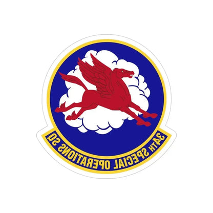 34th Special Operations Squadron (U.S. Air Force) REVERSE PRINT Transparent Die-Cut STICKER 4 Inch Die-Cut Transparent - The Sticker Space