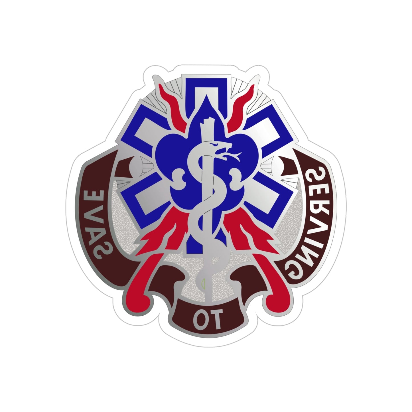 350 Surgical Hospital (U.S. Army) REVERSE PRINT Transparent STICKER-5" × 5"-The Sticker Space