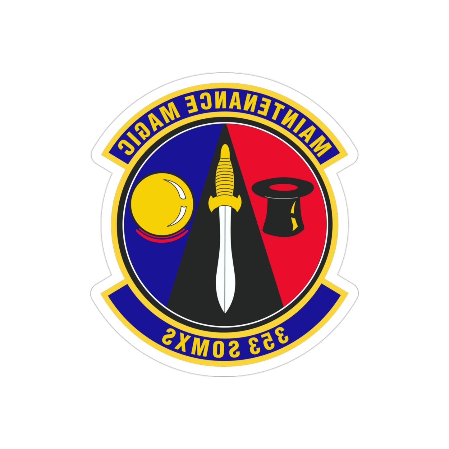 353d Special Operations Maintenance Squadron (U.S. Air Force) REVERSE PRINT Transparent STICKER-3" × 3"-The Sticker Space