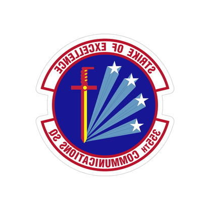 355 Communications Squadron ACC (U.S. Air Force) REVERSE PRINT Transparent STICKER-4" × 4"-The Sticker Space