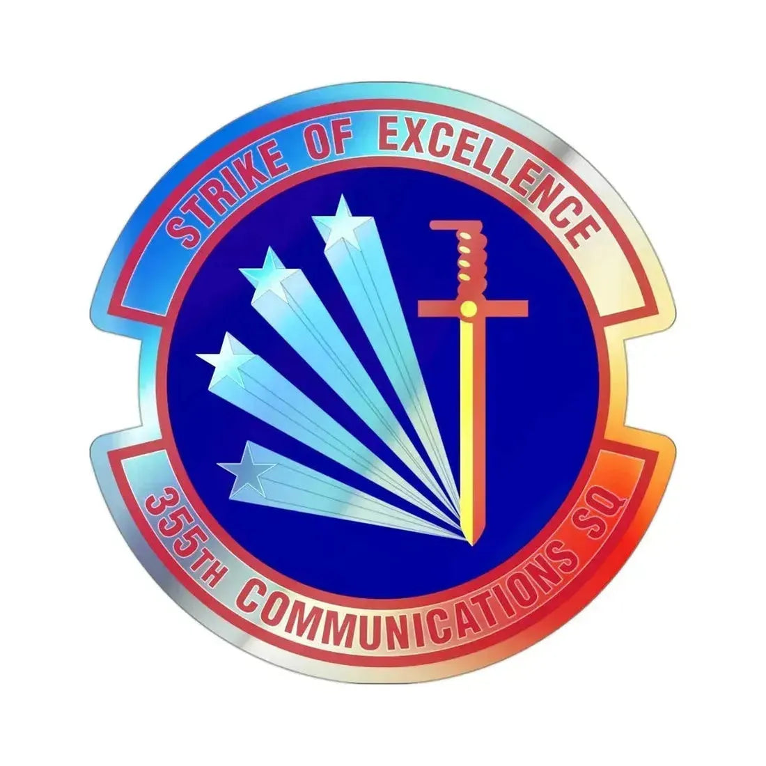 355 Communications Squadron ACC (U.S. Air Force) Holographic STICKER Die-Cut Vinyl Decal 3 Inch Holographic - The Sticker Space