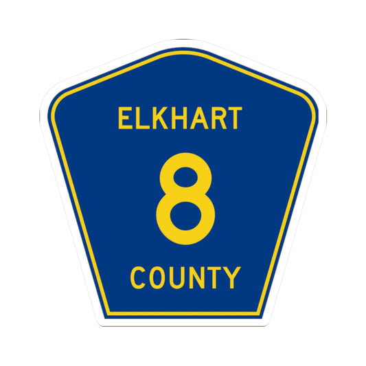 Elkhart County Road 8 IN (Indiana) (Road Sign) STICKER Vinyl Kiss-Cut Decal