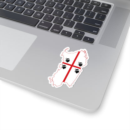 Flag map of Sardinia (Italy) STICKER Vinyl Kiss-Cut Decal