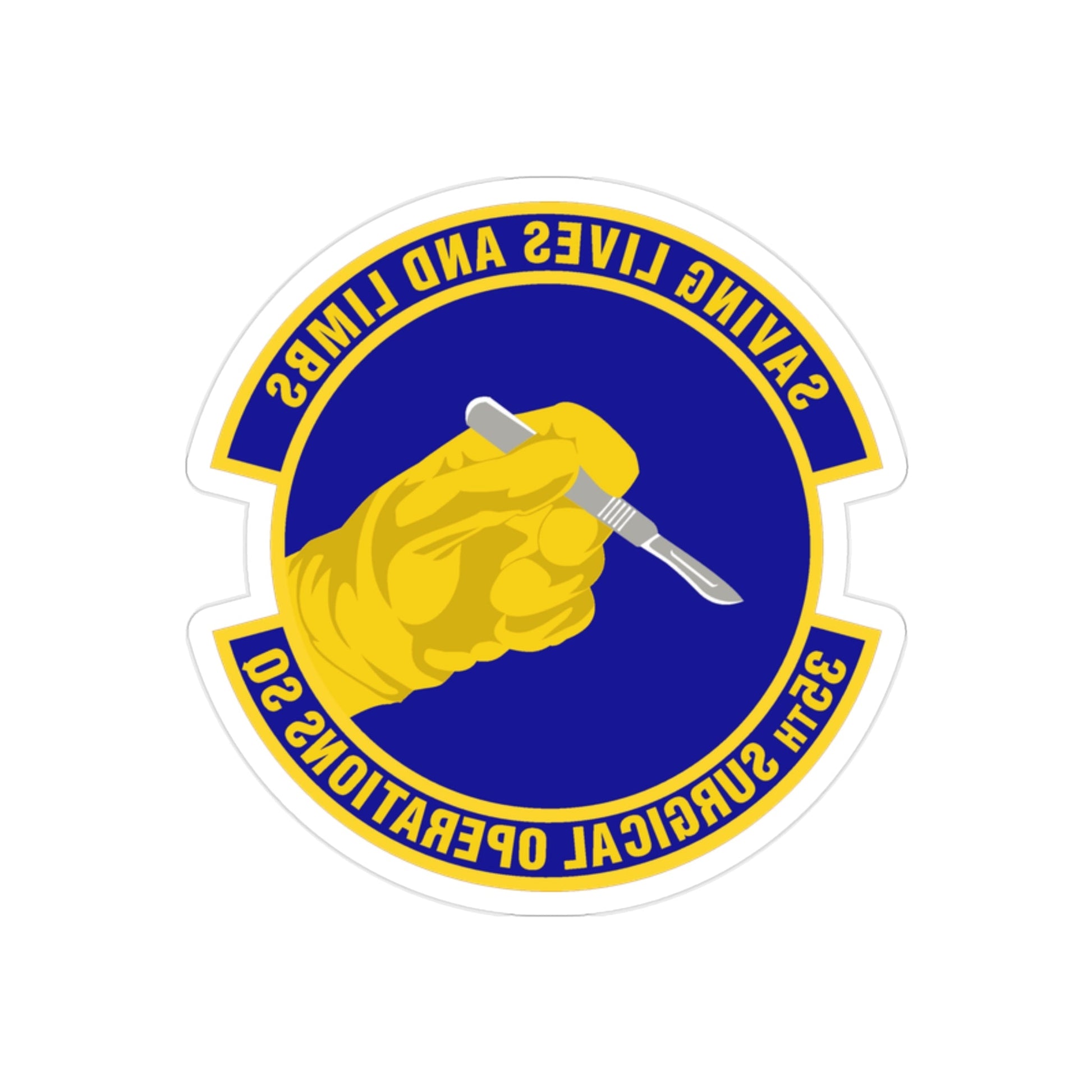 35th Surgical Operations Squadron (U.S. Air Force) REVERSE PRINT Transparent STICKER-2" × 2"-The Sticker Space