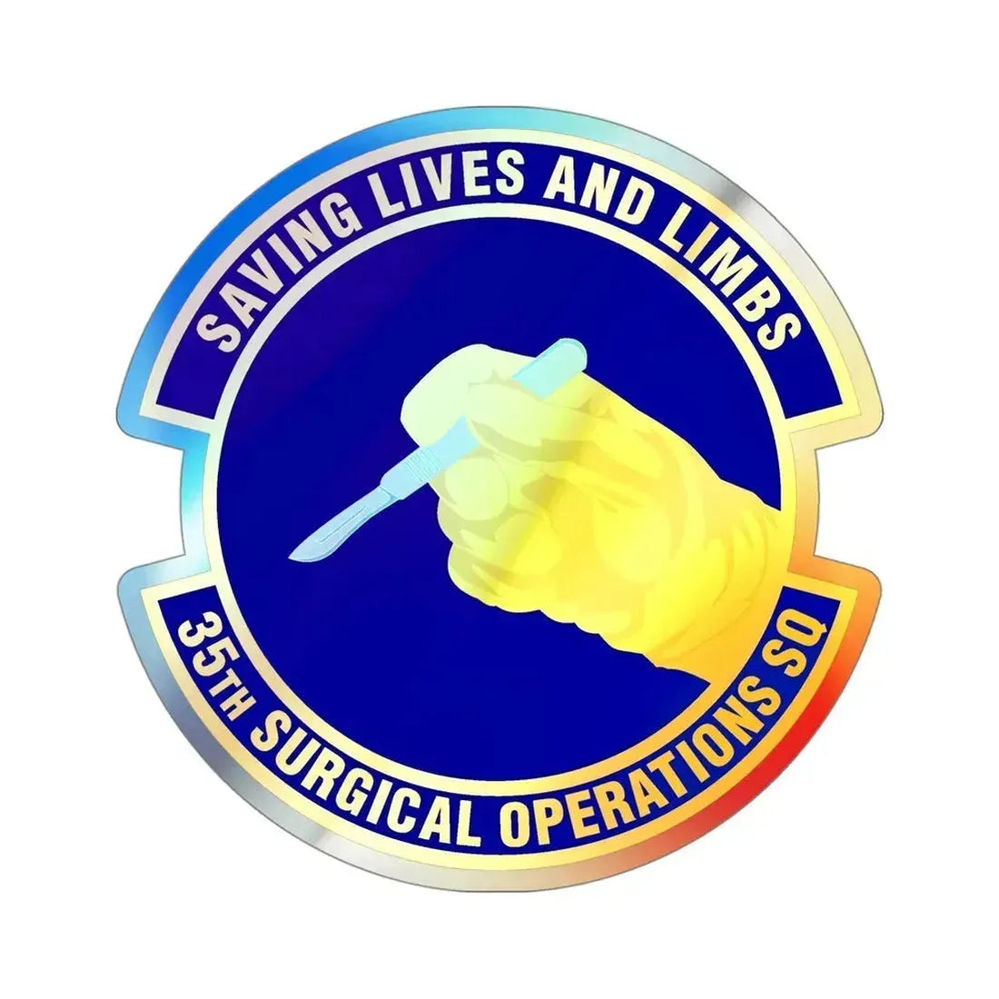 35th Surgical Operations Squadron (U.S. Air Force) Holographic STICKER Die-Cut Vinyl Decal 4 Inch Holographic - The Sticker Space