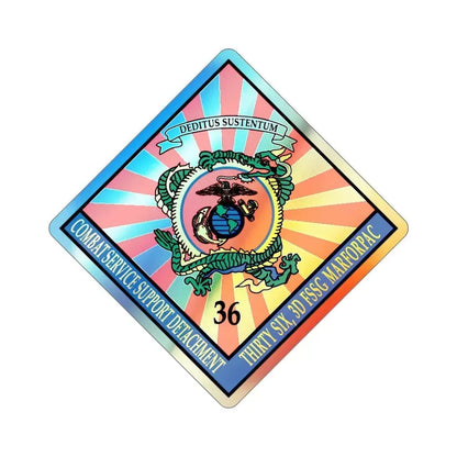36 Combat Service (USMC) Holographic STICKER Die-Cut Vinyl Decal 6 Inch Holographic - The Sticker Space