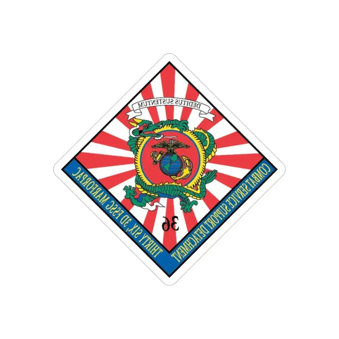 36 Combat Service (USMC) REVERSE PRINT Transparent Die-Cut STICKER 3 Inch Die-Cut Transparent - The Sticker Space