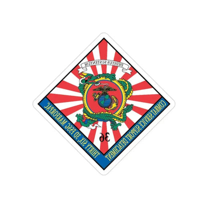 36 Combat Service (USMC) REVERSE PRINT Transparent Die-Cut STICKER 3 Inch Die-Cut Transparent - The Sticker Space