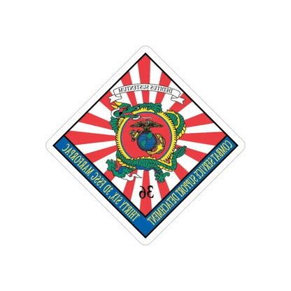 36 Combat Service (USMC) REVERSE PRINT Transparent Die-Cut STICKER 4 Inch Die-Cut Transparent - The Sticker Space
