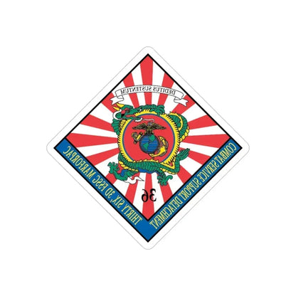 36 Combat Service (USMC) REVERSE PRINT Transparent Die-Cut STICKER 5 Inch Die-Cut Transparent - The Sticker Space