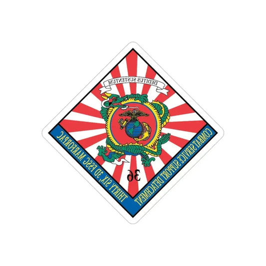 36 Combat Service (USMC) REVERSE PRINT Transparent Die-Cut STICKER 6 Inch Die-Cut Transparent - The Sticker Space