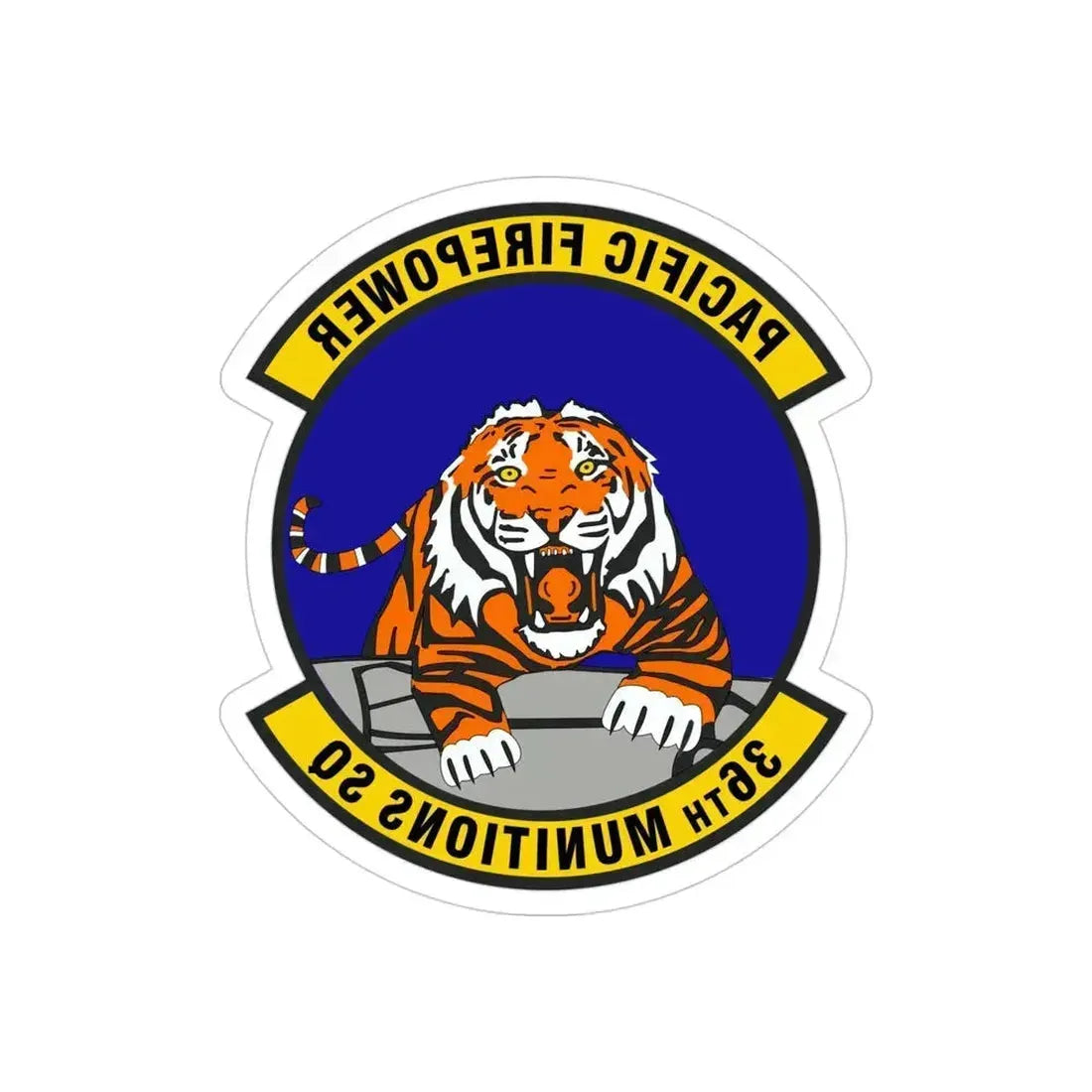 36 Munitions Squadron PACAF (U.S. Air Force) REVERSE PRINT Transparent Die-Cut STICKER 4 Inch Die-Cut Transparent - The Sticker Space